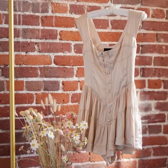 Vanessa Mooney Elizabeth Romper Cream Satin - Picture 3 of 7